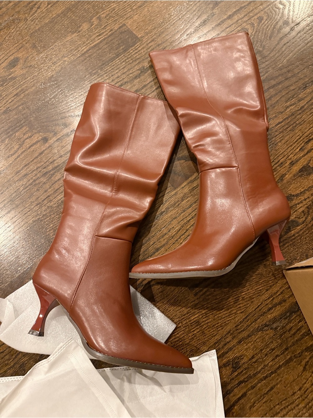 Brown Women's Mid-Calf Pointed Toe Heeled Boots size 8.5